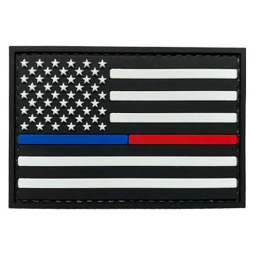 1349-GQ2119-LHT-11-PVC USA Flag patches with Thin Blue and Red Line
