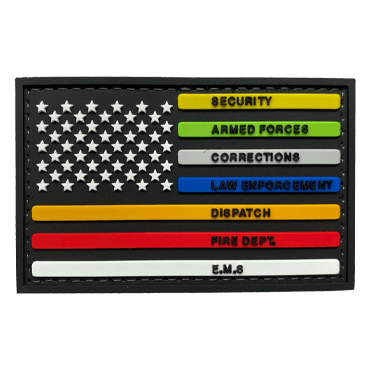 1350-USFLAG-ALL-11-PVC Patch US Flag with Thin Blue Red Yellow Green Line Patches