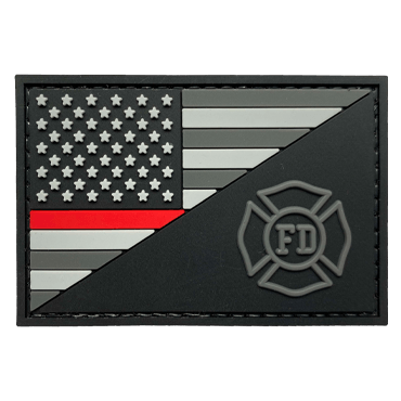 1377-GQ2119FD-HT-11-USA Flag PVC Patch with Fire Department Logo FD