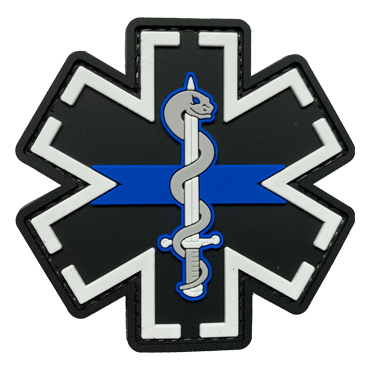 1457-EMT-LT-11-Emergency Themed PVC Patch with Thin Blue Line