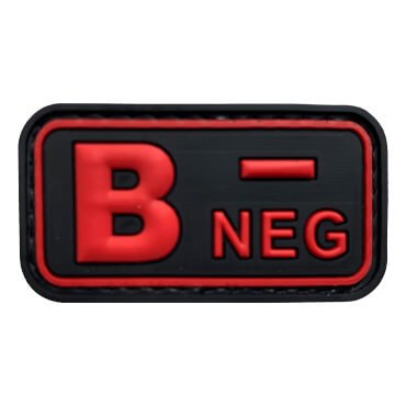 148-JBN-RD-11-370-Black and Red B- B NEG Blood Type Tactical Patch