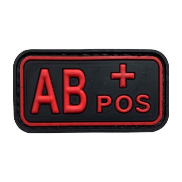 149-JABP-RD-11-370-Black and Red AB+ Pos Blood Type Patch