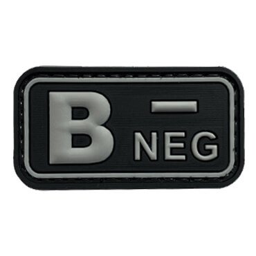 1512-JBN-LG-11-Black and Light Grey B- B NEG Type Military Patch