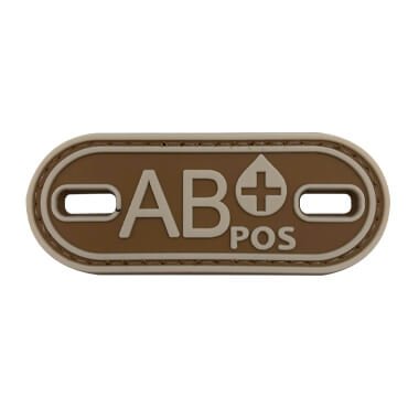 1573-ABP-TN-11-370-Coyote Tan AB+ POS Blood Type PVC Patch