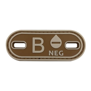 1576-BN-TN-11-370-Coyote Tan B- Positive Blood Type Military PVC Patch