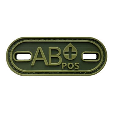 179-ABP-L-11-370-Green AB POS Blood Type PVC Patch