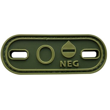 189-ON-L-11-370-Green O- O NEG Negative Blood Type Military Patch