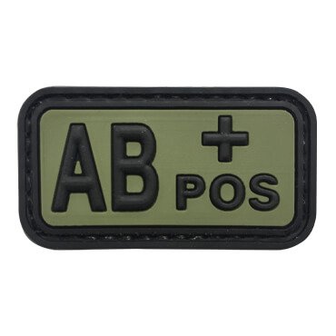 337-JABP-L-11-370-Black and Green AB Positive Blood Type PVC Patch