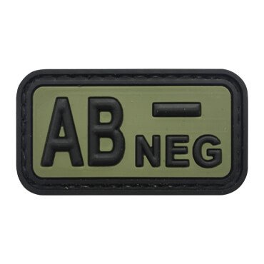 338-JABN-L-11-370-Black and Green AB- NEG Blood Group Tactical Patch