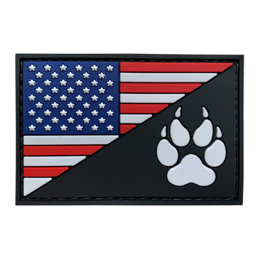 519-XGQZZ-ST-11-US American Flag Morale Patch K9 Paw K9 Service Dog PVC Patch