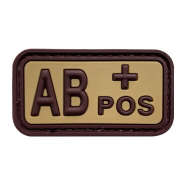 552-JABP-TN-11-370-Coyote Brown AB+ POS Positive Blood Type Patch