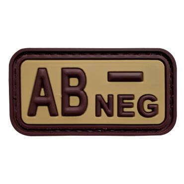 553-JABN-TN-11-370-Coyote Tan AB- AB NEG Blood Type Military Patch