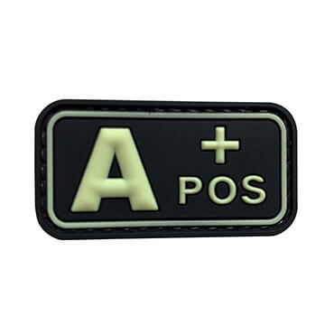 556-G-JAP-11-A POS A+ A Positive Blood Type Patch Velcro Military Blood Group Patches Hook Back PVC
