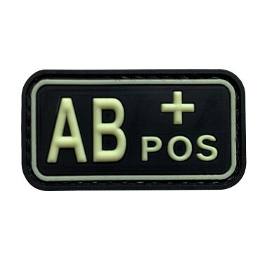 560-G-JABP-11-370-GITD Glow in the Dark AB+ POS PVC Patch