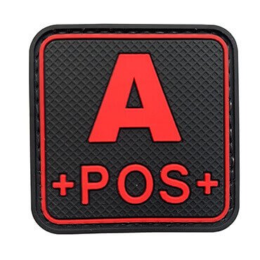 564-FAP-RD-11-A POS A+ A Positive Blood Type Patch Velcro Military Blood Group Patches Hook Back PVC