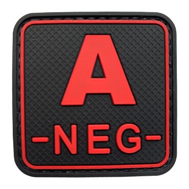 565-FAN-RD-11-370-Black and Red A- Negative Military Tactical PVC Patch
