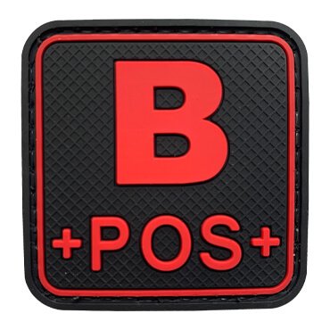 566-FBP-RD-11-370-Black and Red B+ POS Military Tactical PVC Patch