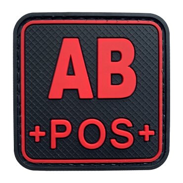 568-FABP-RD-11-370-Black and Red AB+ POS Military Tactical PVC Patch