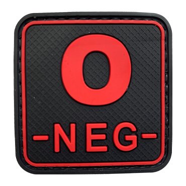 571-FON-RD-11-370-Black Red O- Negative Military Tactical PVC Patch