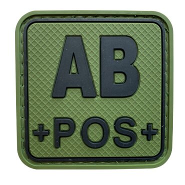 576-FABP-OG-11-370-OD Green Black AB Pos Positive Blood Group Patch