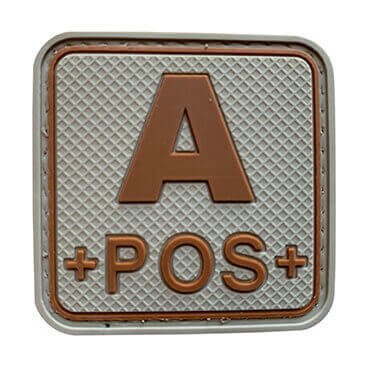 580-FAP-TN-11-A POS A+ A Positive Blood Type Patch Velcro Military Blood Group Patches Hook Back PVC