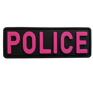 8109-POLICE-SPK-11-370-Small Size 4x1.4 inches Black and Pink PVC Police Patch