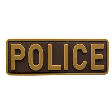 8110-POLICE-STN-11-370-Small Size Coyote Brown Tan Police Patch for Uniform