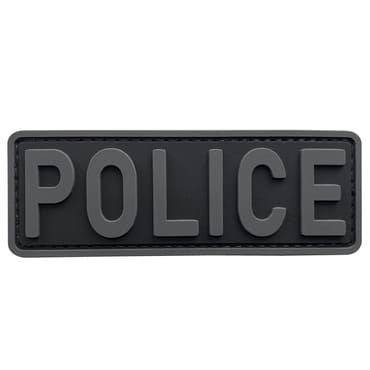 8111-POLICE-SGR-11-370-Small Subdued Black Gray PVC Police Officer Morale Patch