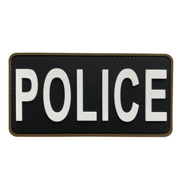 8126-POLICE-3WH-11-370-Police patch hook velcro for bags backpacks vest helmets caps