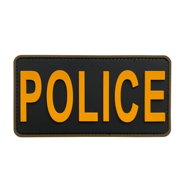 8127-POLICE-3YE-11-370-Big Black and Gold Yellow Tactical Police Patch