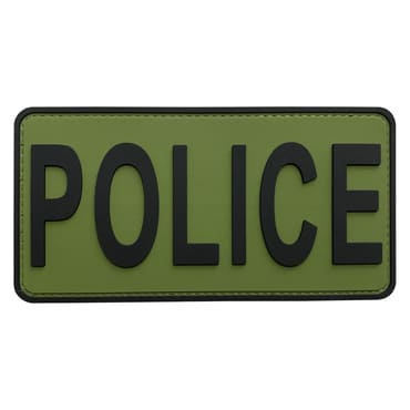 8128-POLICE-3OG-11-370-Big Black and Green PVC Police Officer Patch