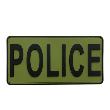 8134-POLICE-4OG-11-370-Large Black Green PVC Police Officer Patch