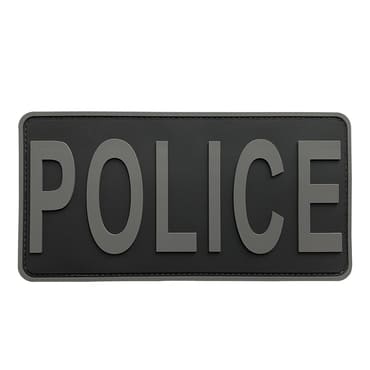 8136-POLICE-4GR-11-370-Large Black and Grey Police Officer PVC Patch