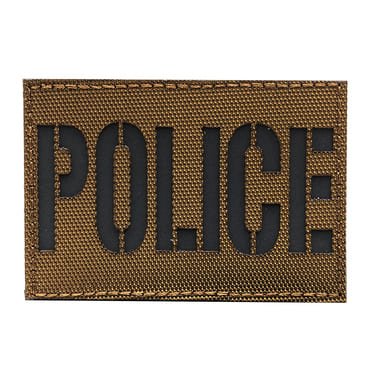 8699 RF-POLICE-XSTN-11-370-3x2 inches reflective velcro police patches velcro back morale patch-coyote tan