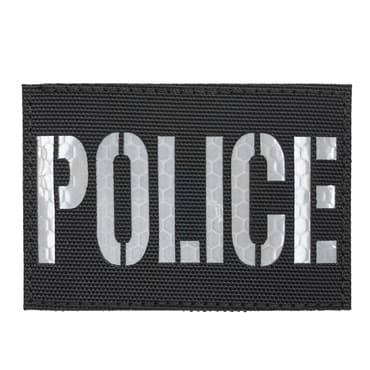 8701 RL-POLICE-XSBK-11-370-3x2 inches reflective velcro police patches velcro back morale patch-black white