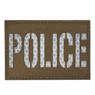 8703 RL-POLICE-XSTN-11-370-3x2 inches reflective velcro police patches velcro back morale patch-brown tan