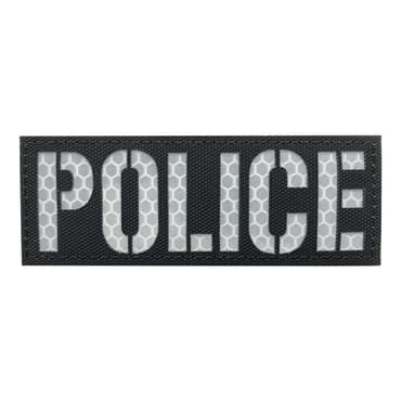 8709 RL-POLICE-SBK-11-370-4 inches-police department officers morale patches velcro reflective vest patches-black white