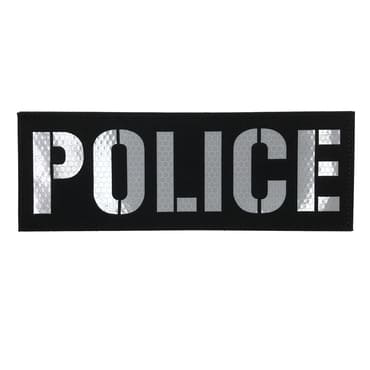 8725 RL-POLICE-LBK-11-370-large vest plate carrier police officer patches-8.5 inches-police department officers morale patches velcro reflective vest patches-white black