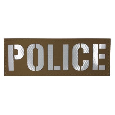 8727 RL-POLICE-LTN-11-370-large vest plate carrier police officer patches-8.5 inches-police department officers morale patches velcro reflective vest patches-coyote tan brown